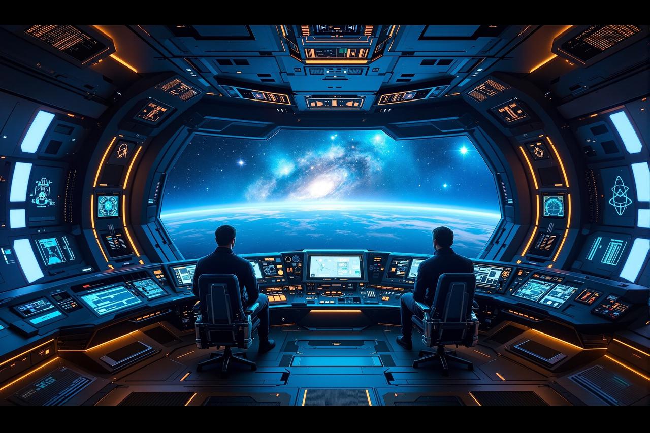 星际迷航重启版概念图，未来感星舰指挥中心